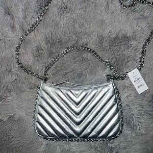 NWT ALDO Silver Quilted Chain Shoulder & Crossbody Bag